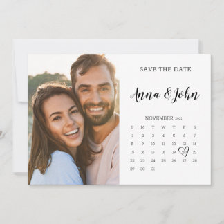 Kalender Postkarte mit Foto Save the Date