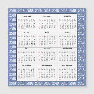 Kalender-quadratische Magnetkarte des Blau-2018