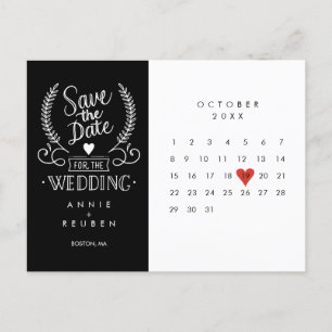 Kalender Rote Liebe Herz Save the Date Postkarte