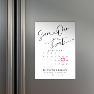 Kalender Rotes Herz Moderne Hochzeit Save the Date Magneteinladung