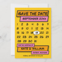 Kalender Save the Date Comic Buch Spaß Retro