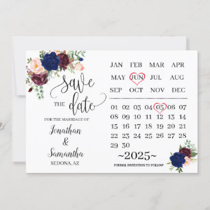 Kalender Save the Date Hochzeitstag der Marine Bur Einladung