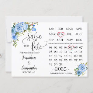 Kalender Save the Date Rosa Blumenhochzeit Einladung