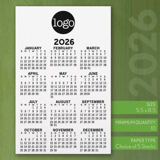 Kalender - Schwarz-weiße Grundvoraussetzung Briefpapier (2026 Calendar on Stationery Sheet)