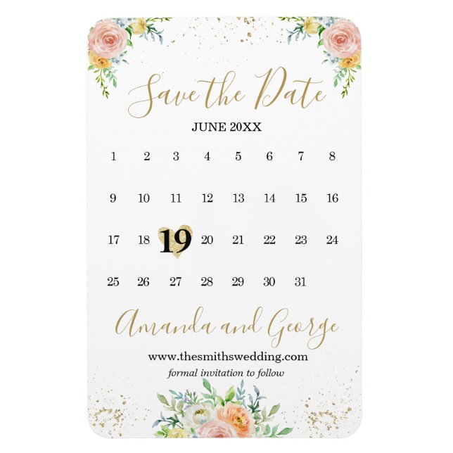 Kalender Speichern Sie die Blume des Datums Magnet (Vertikal)