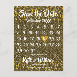Kalender Termin speichern Gold Liebe Herzen Glitte Ankündigungspostkarte