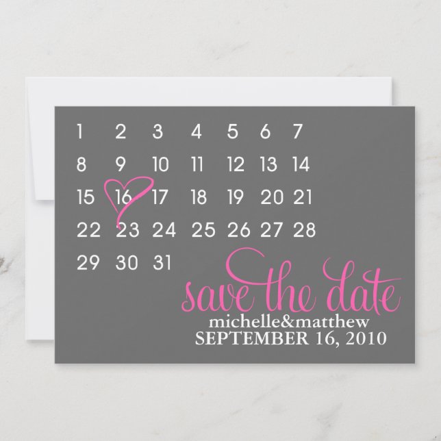 Kalender Termin speichern Hochzeitsankündigungen Save The Date (Vorderseite)