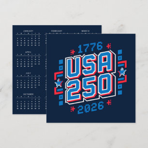 Kalender USA 250 – 1776 bis 2026 Pixel Art Feiertagskarte
