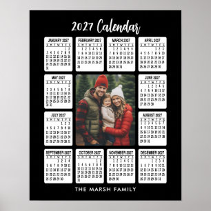 Kalender - Vertikales Foto im mittleren Schwarz Poster