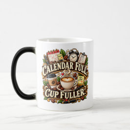Kalender voll, Tasse voller Büro-Kaffeetasse