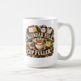 Kalender voll, Tasse voller Bürokaffee