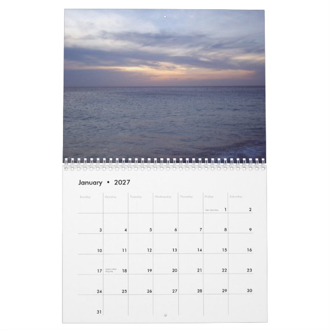 Kalender von Aruba-Sonnenuntergängen (Jan 2027)