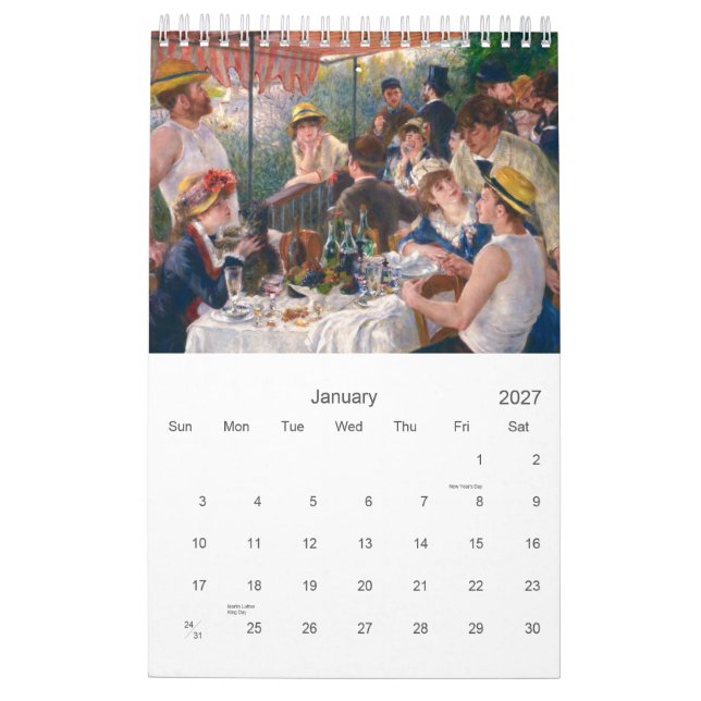 Kalender von Pierre-Auguste Renoir. (Jan 2027)