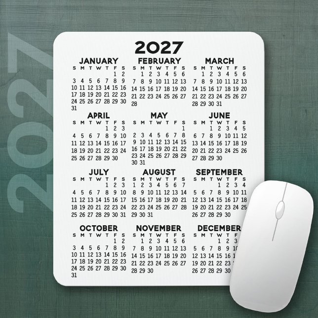 Kalender - weißer Hintergrund - Vertikal Mousepad (2027 Calendar Mousepad)