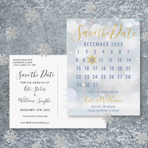 Kalender Winterschneeflocken Save the Date Postkar Postkarte