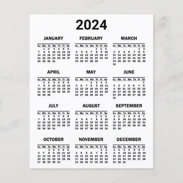 Kalenderblatt 2024 im Überblick (Vorderseite)