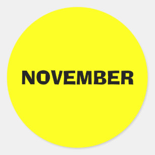 Kalendermonat durch Janz November Gelb Runder Aufkleber