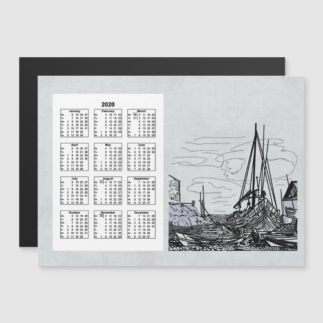 Kalenderreisen und Stadt Volljahr 2020 Magnetkarte (Vorne/Hinten)