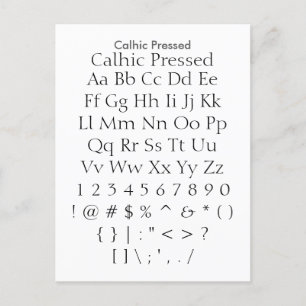 Kalhic Pressed - Zazzle-Schriftart-Musterblatt Postkarte