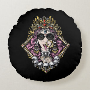 Kali Gothic Hindu Goddess Rundes Kissen