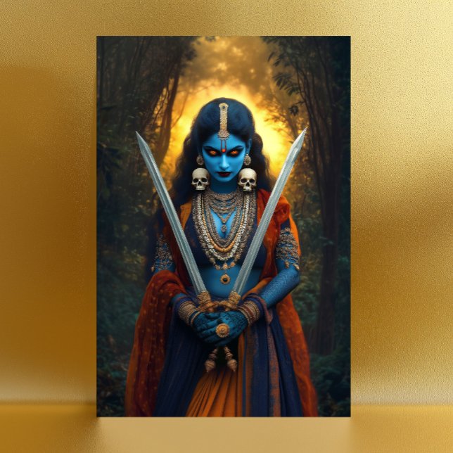 Kali Hindu Goddess Portrait Malerei Dunkle Fantasi Postkarte (Von Creator hochgeladen)