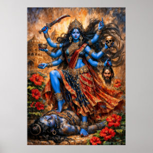 Kali-Tanz auf Shiva Poster