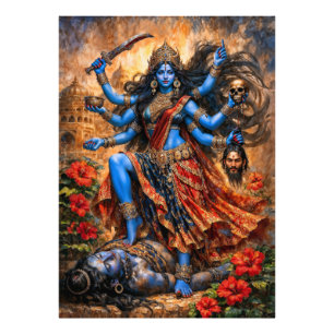 Kali tanzt auf Shiva Fotodruck