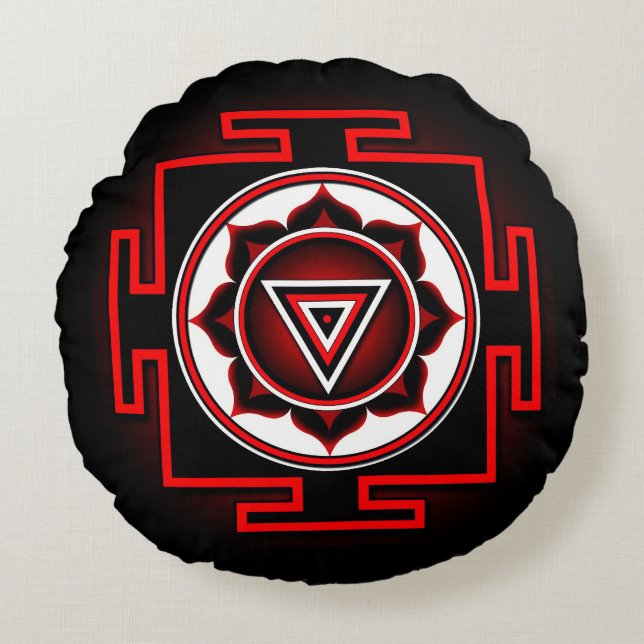Kali Yantra Rundes Kissen (Vorderseite)