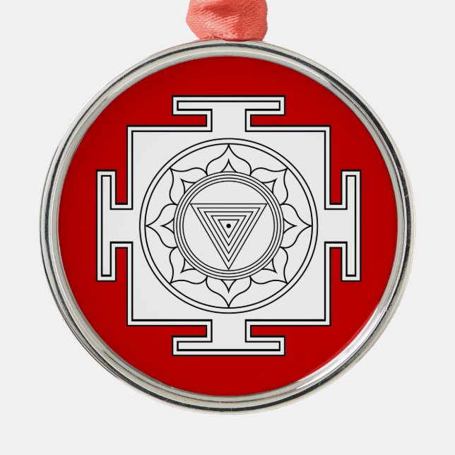 Kali Yantra Verzierung Silbernes Ornament (Vorne)