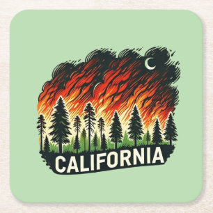 KALIFORNIA FIRE Schlüsselanhänger Rechteckiger Pappuntersetzer