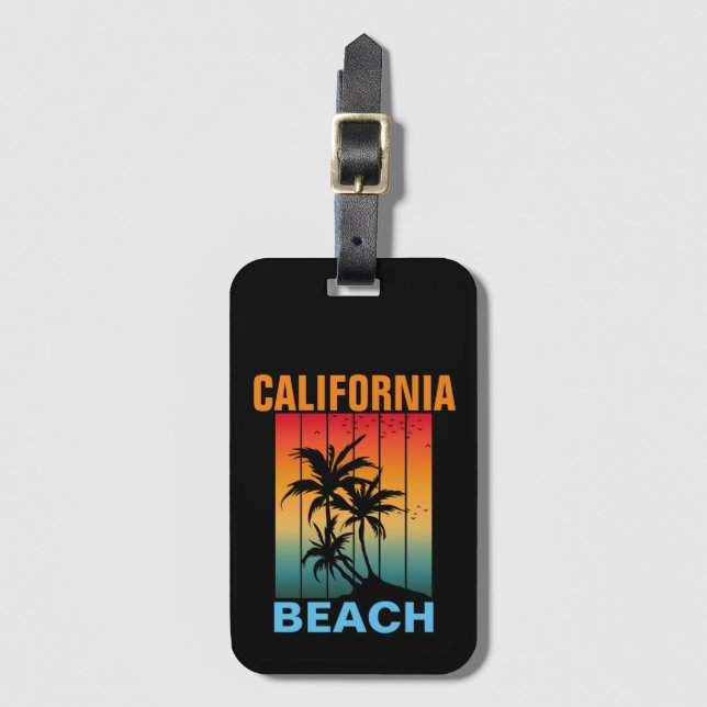 KALIFORNIA STRAND VINTAG RETRO SUNSET CUSTOM GEPÄCKANHÄNGER (Vorderseite Vertikal)