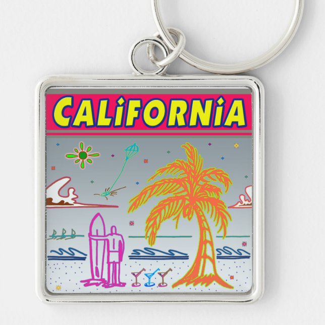 "KALIFORNIA" Surfer Beach Schlüsselanhänger (Vorne)