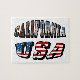Kalifornien Bild und USA-Flagge Text Puzzle