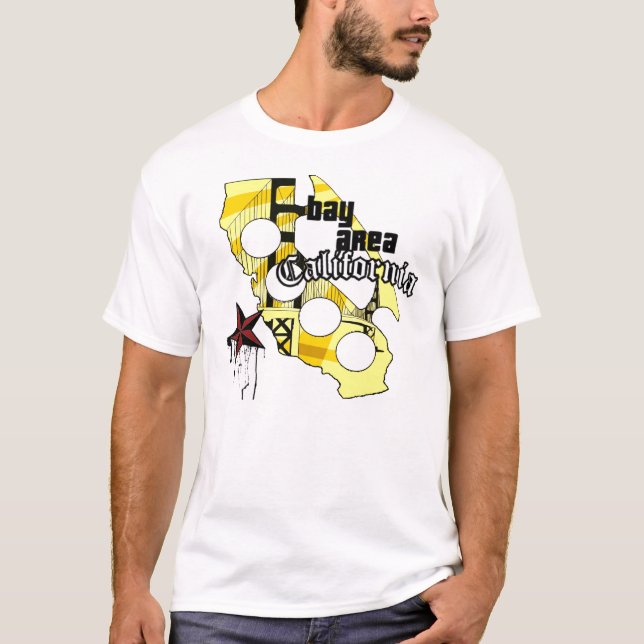 Kalifornien-Bucht-Bereichs-goldener MessingStaat T-Shirt (Vorderseite)