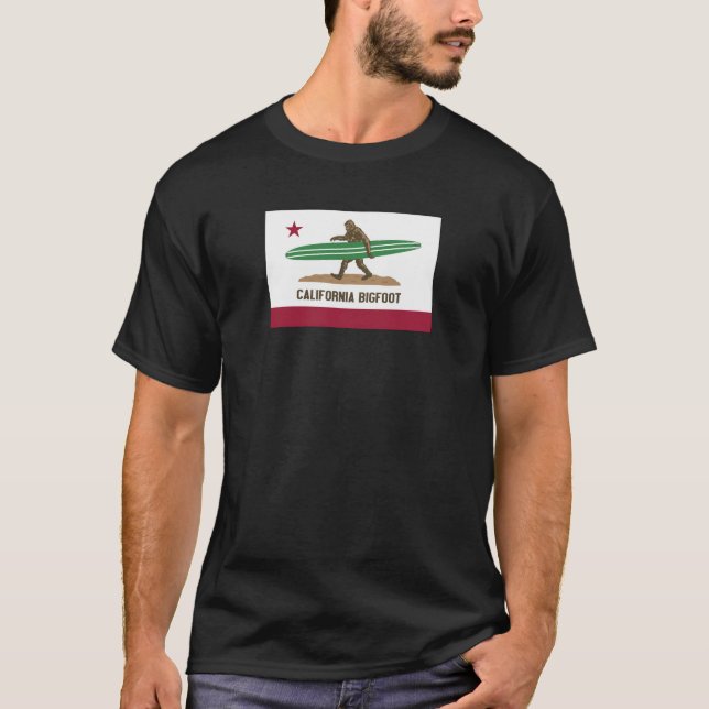 Kalifornien, das Bigfoot Longboard surft T-Shirt (Vorderseite)