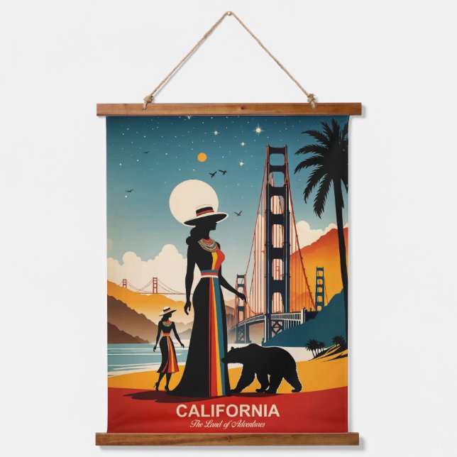 Kalifornien: Das Land der Abenteuer Wandteppich Mit Holzrahmen (Vorderseite)