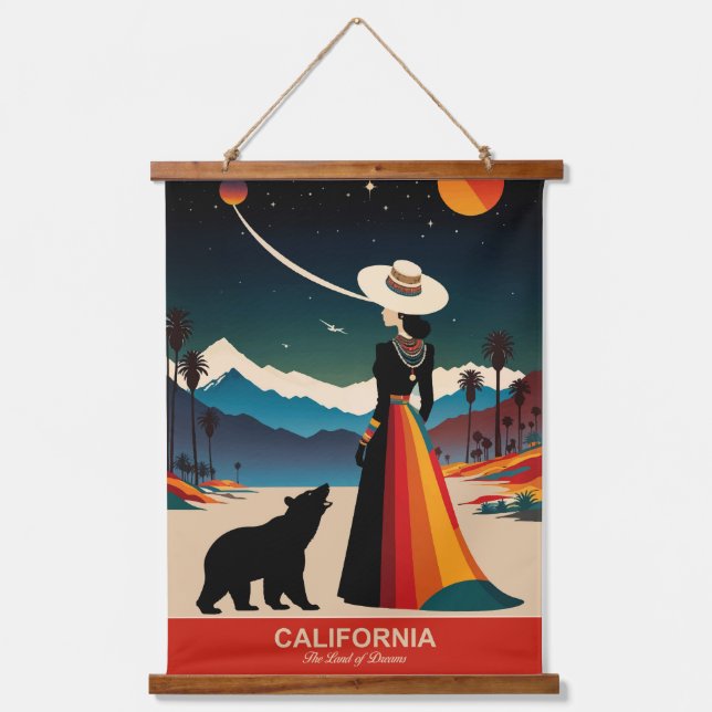 Kalifornien: Das Land der Träume Wandteppich Mit Holzrahmen (Vorderseite)