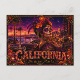 Kalifornien Día de los Muertos Retro Postkarte