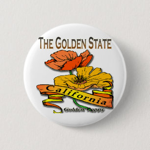 Kalifornien die goldener Staats-goldene Mohnblume Button
