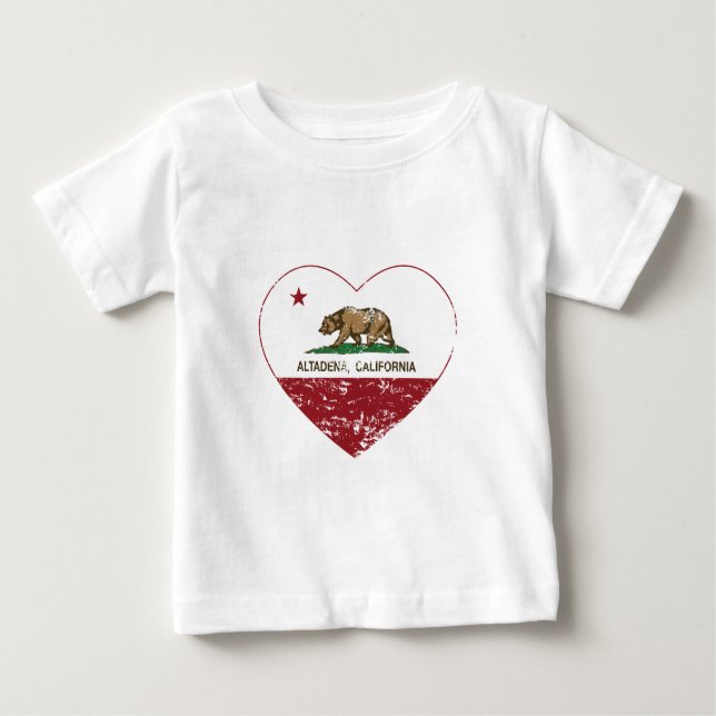 Kalifornien-Flagge altadena Herz beunruhigt Baby T-shirt (Vorderseite)