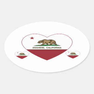 Kalifornien-Flagge Anaheim-Herz Ovaler Aufkleber