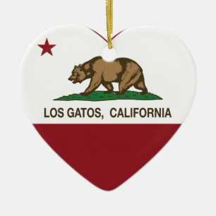 Kalifornien-Flagge los gatos Herz Keramikornament