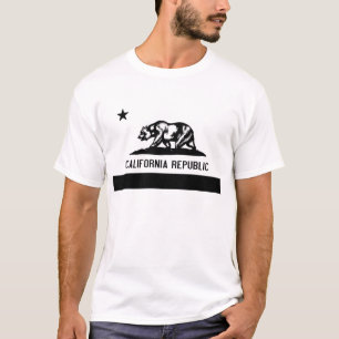 Kalifornien-Flagge mit Bären im Schwarzen T-Shirt