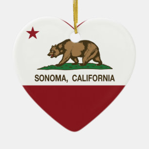 Kalifornien-Flagge sonoma Herz Keramikornament