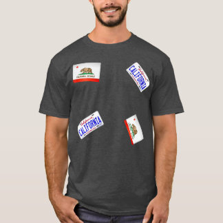 Kalifornien-Flagge und Kalifornien-Kennzeichenmust T-Shirt