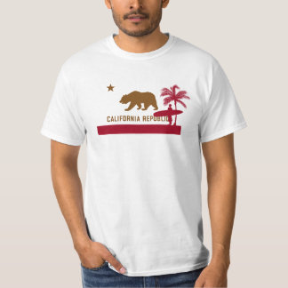 Kalifornien-Flaggen-T - Shirt - Surfer auf Strand