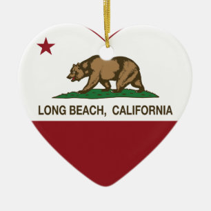 Kalifornien-Flaggenlong beach Herz Keramikornament