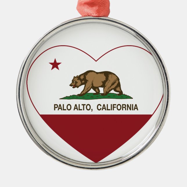 Kalifornien-Flaggenpalo alto Herz Ornament Aus Metall (Vorne)