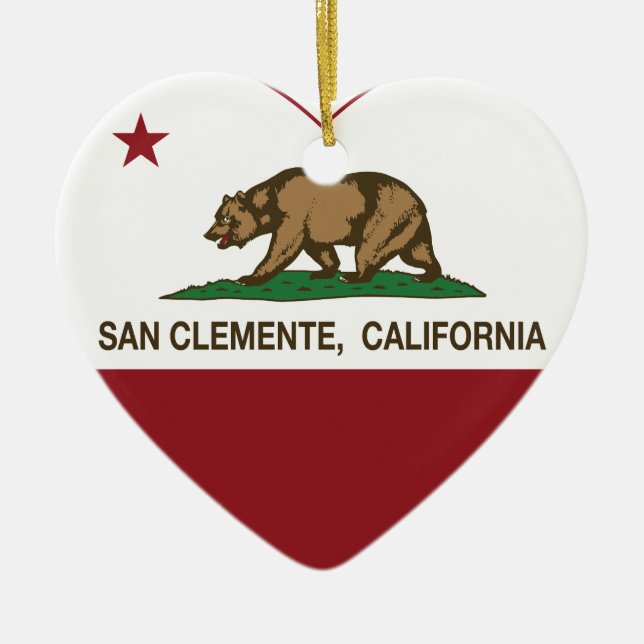 Kalifornien-Flaggensan- clementeherz Keramik Ornament (Vorne)