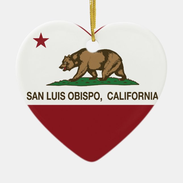 Kalifornien-Flaggensan- luis obispoherz Keramik Ornament (Vorne)